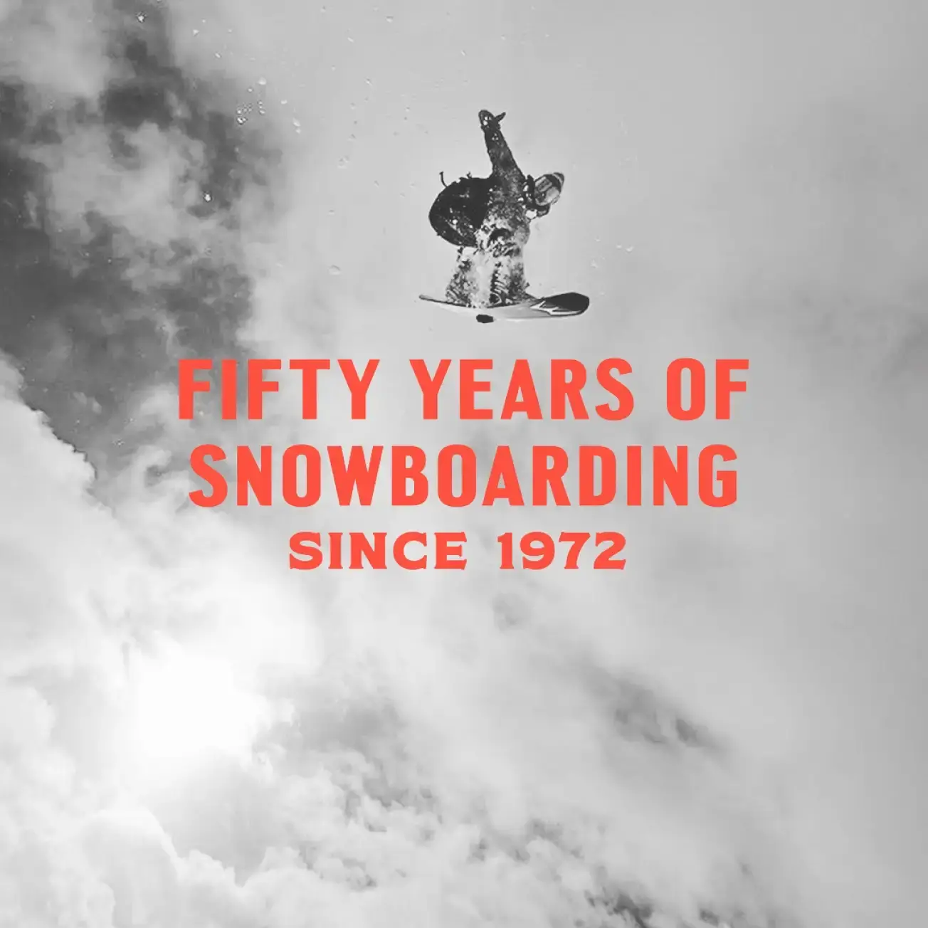 Fifty years of snowboarding graphic by Winterstick, highlighting expertise in snowboard branding and outdoor marketing since 1972