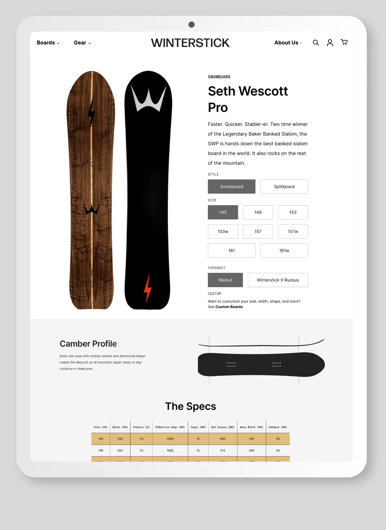 Winterstick UI Design