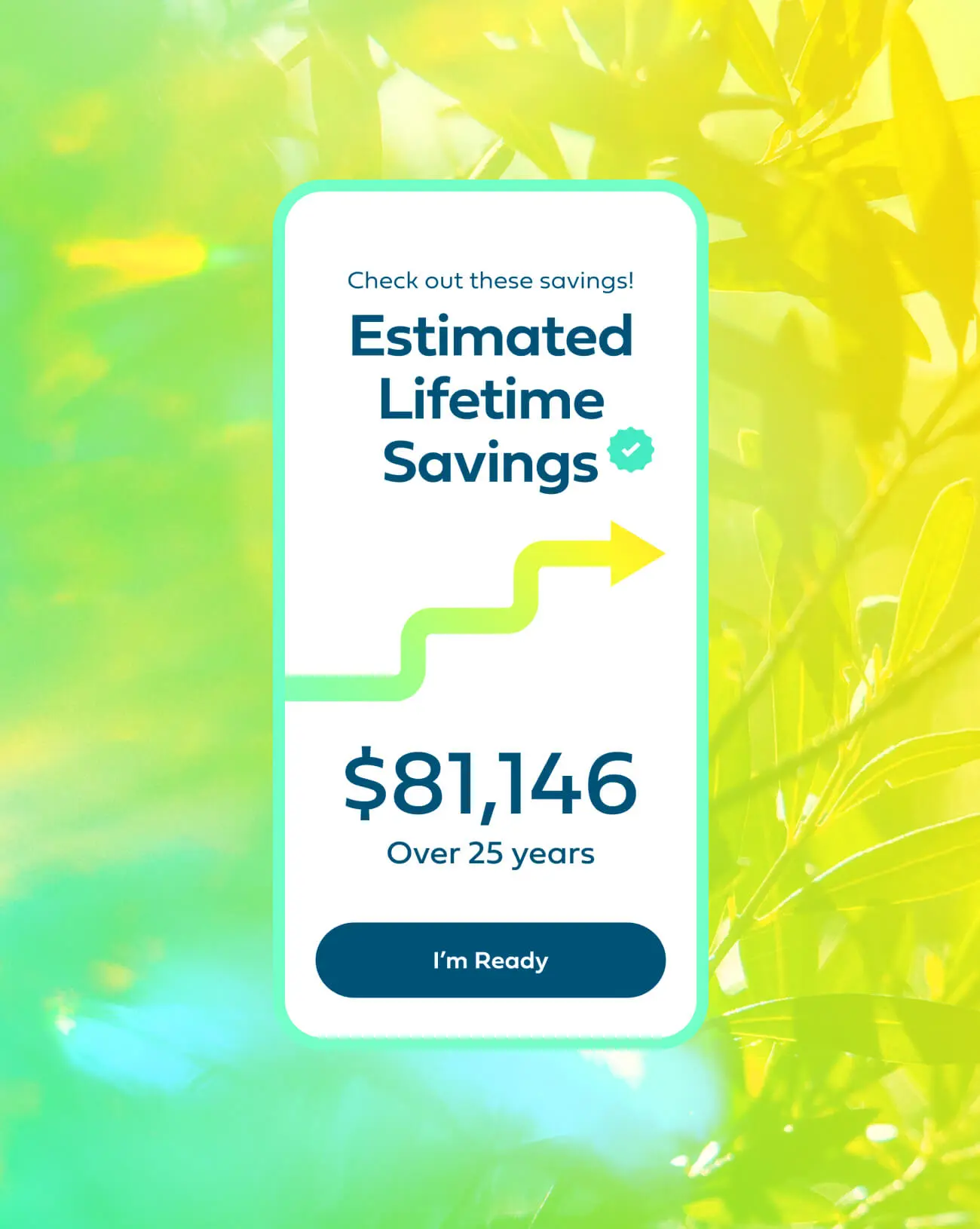 Lifetime savings calculator by Venture Solar, designed by a solar advertising agency to promote customer cost benefits