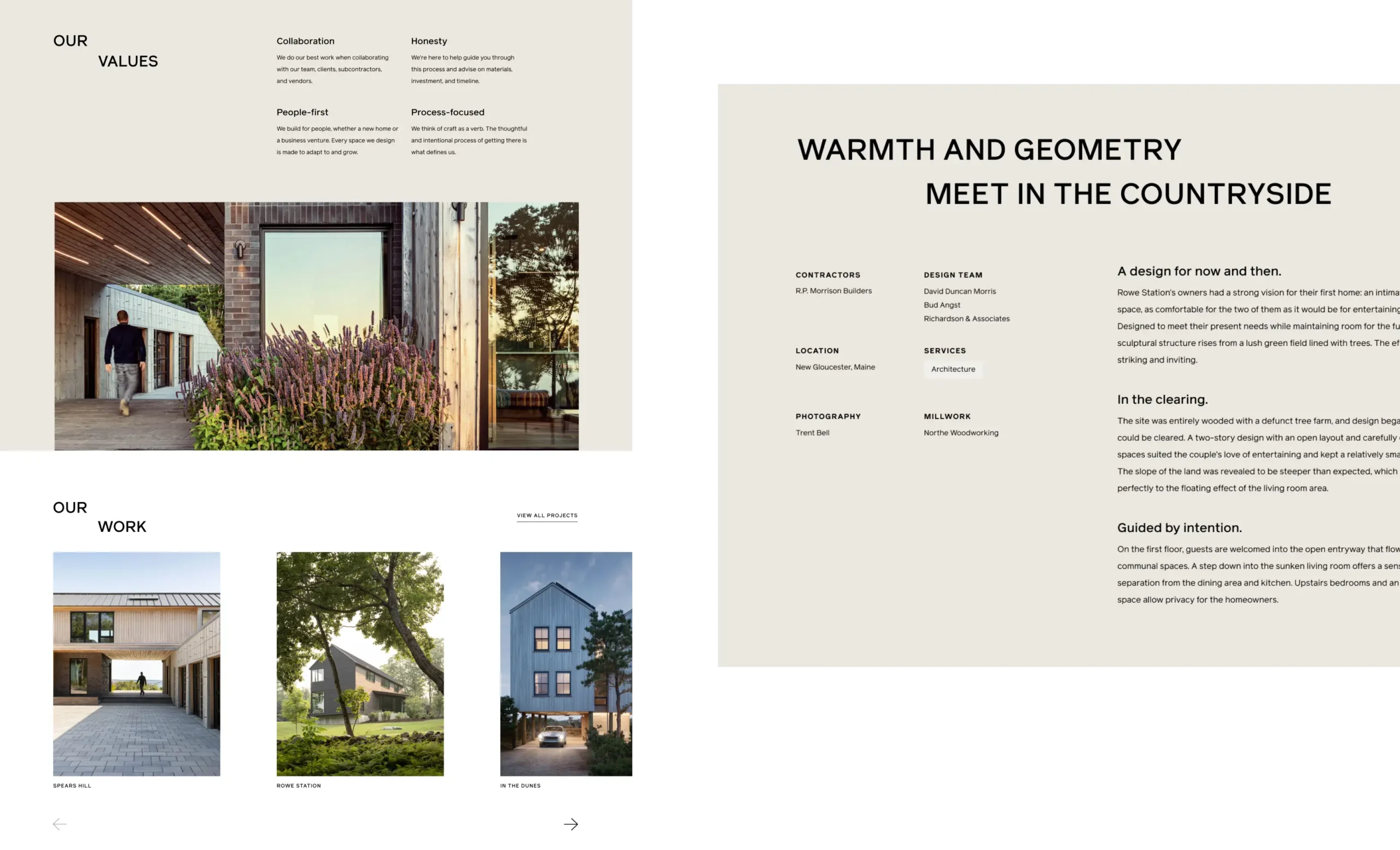 Woodhull values and portfolio, crafted by an architecture marketing agency to drive engagement