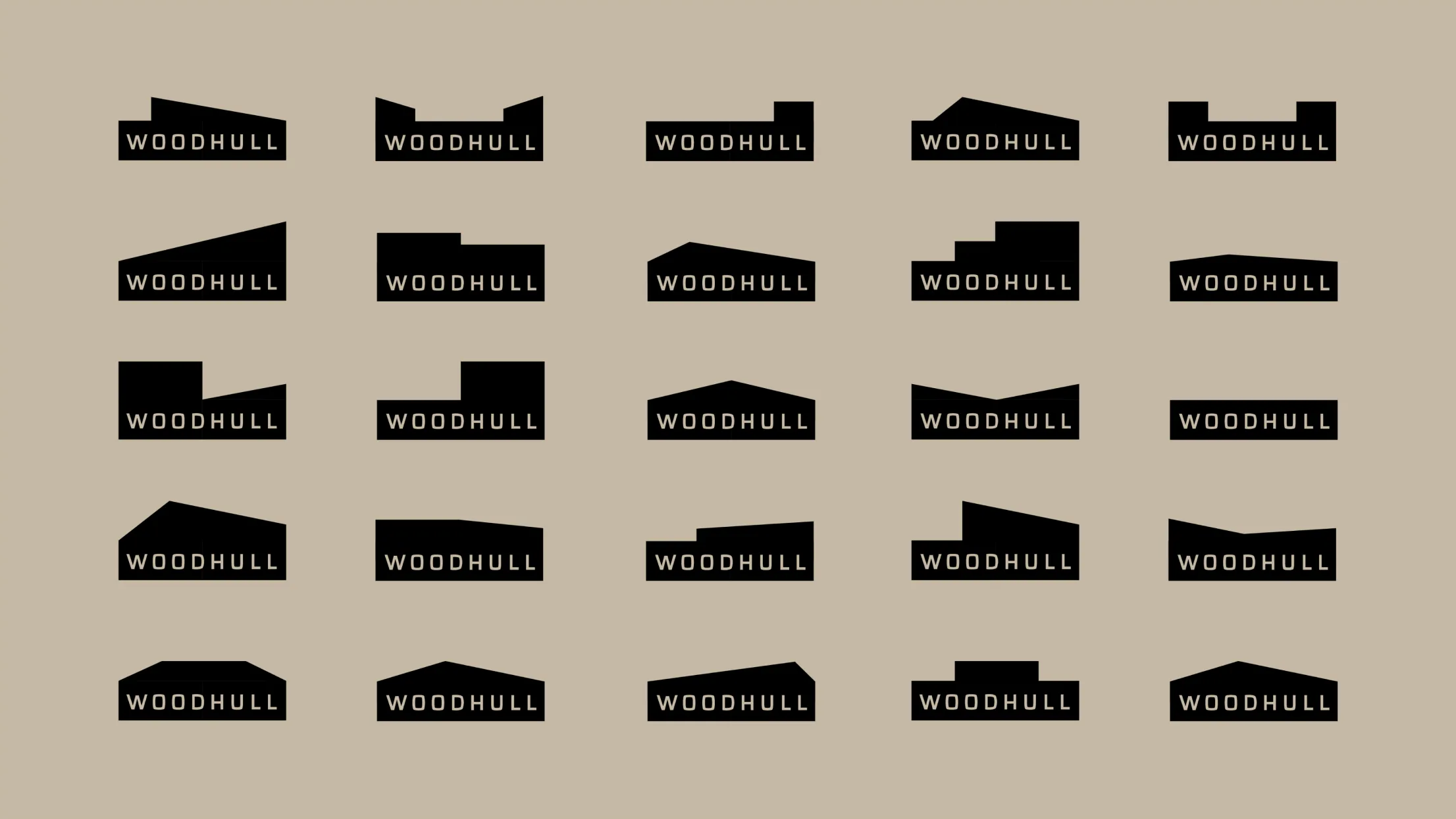 Logo variations for Woodhull showcasing adaptable branding for an architecture branding agency