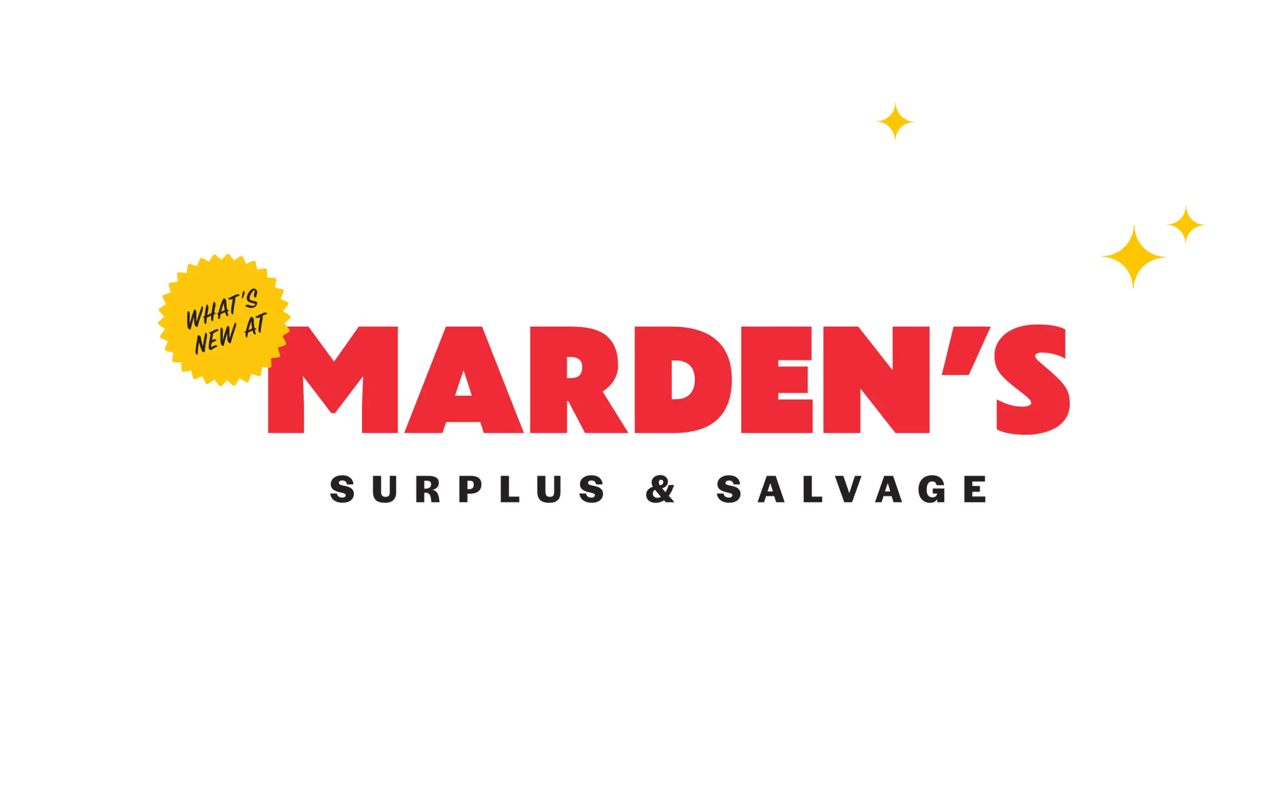 New Marden’s logo with bold red text and ‘What’s New’ badge, symbolizing its transformation by a retail-focused Maine branding agency