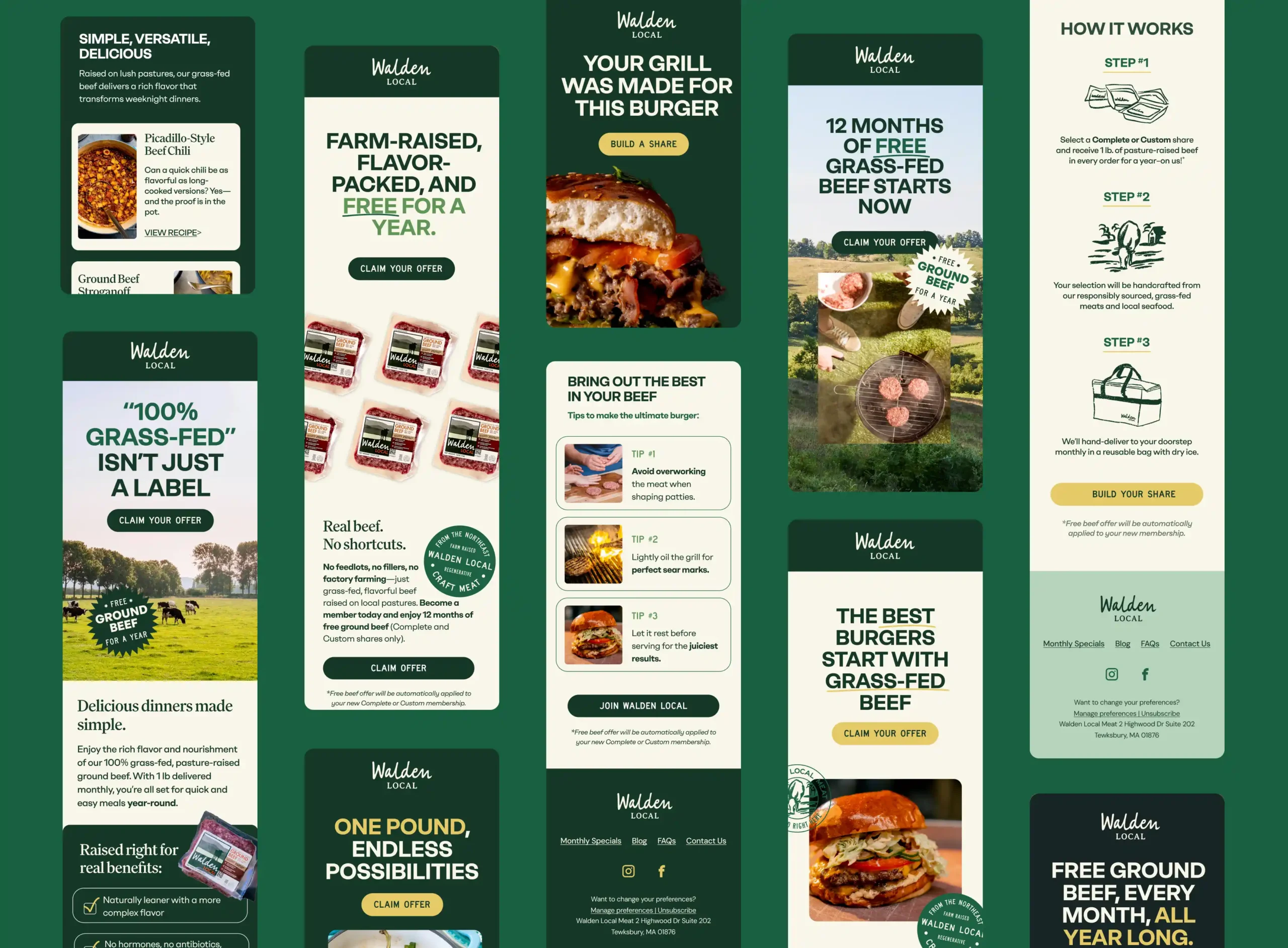 Email design examples by ecommerce marketing agency for Walden Local Meat.