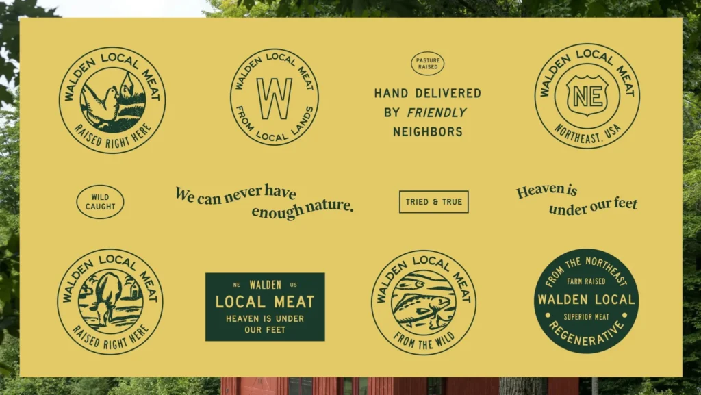Vintage-inspired label designs created by CPG branding agency for Walden Local Meat.