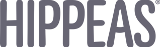 The image shows the word HIPPEAS in large, bold, uppercase letters with a rounded font style.